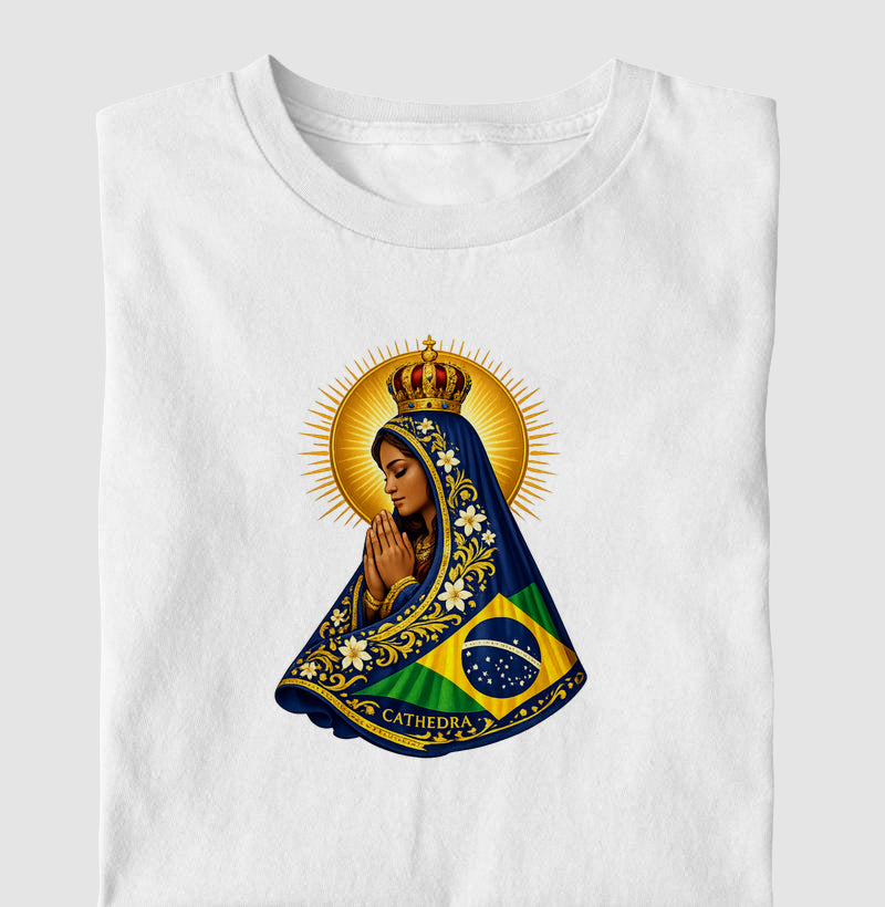 Camiseta Mãe Aparecida Bandeira Brasil