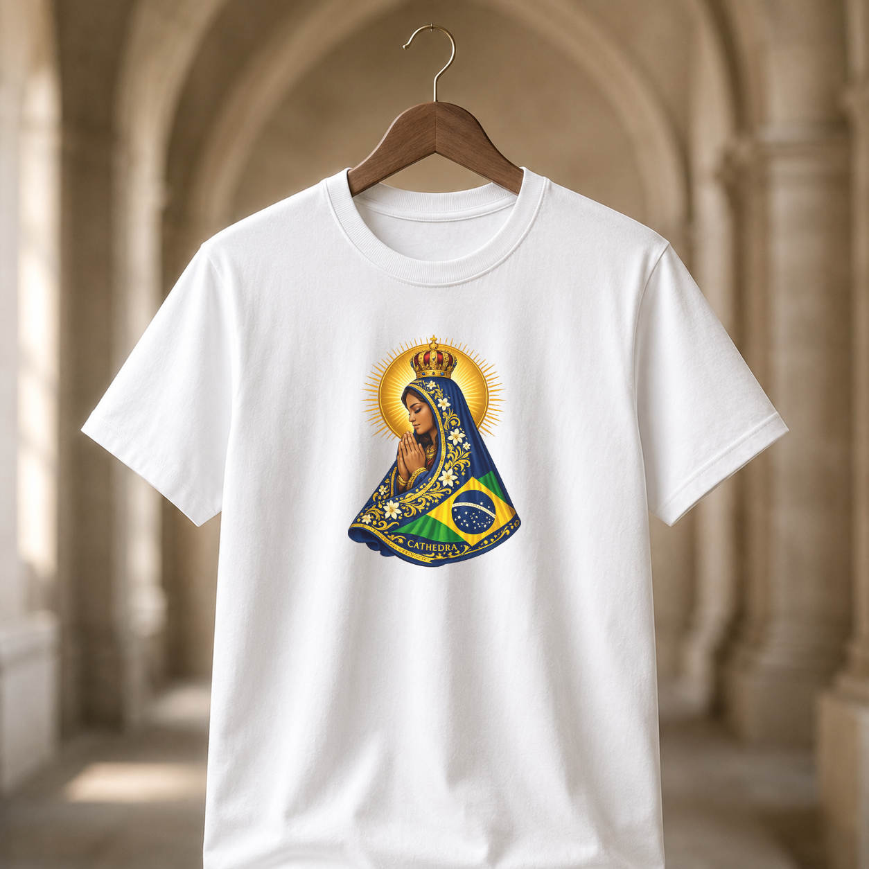 Camiseta Mãe Aparecida Bandeira Brasil