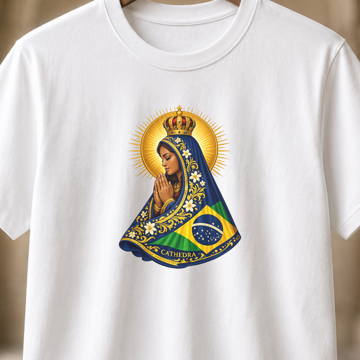 Camiseta Mãe Aparecida Bandeira Brasil